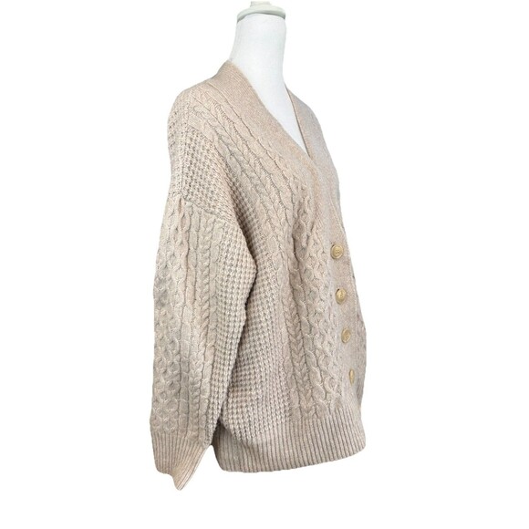 LC Lauren Conrad Cardigan Size Large Beige Cabled Sweater Women's NWT Button - Picture 8 of 10